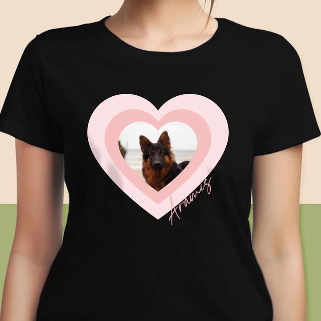 Foto Und Unterschrift: Bild Eines Haustieres Im Herzen - T-Shirt Für Damen