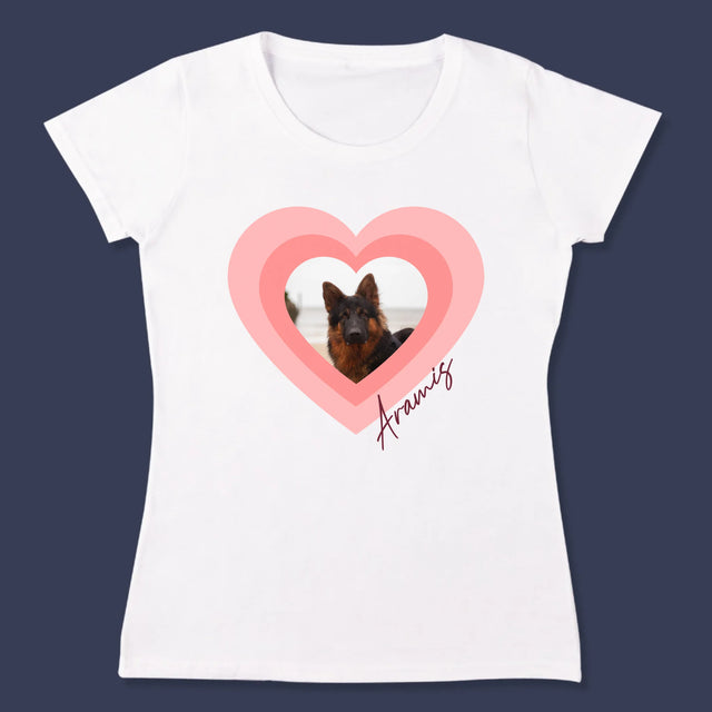 Foto Und Unterschrift: Bild Eines Haustieres Im Herzen - T-Shirt Für Damen