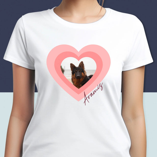 Foto Und Unterschrift: Bild Eines Haustieres Im Herzen - T-Shirt Für Damen