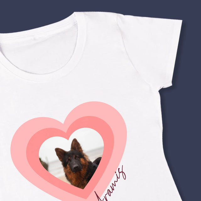 Foto Und Unterschrift: Bild Eines Haustieres Im Herzen - T-Shirt Für Damen