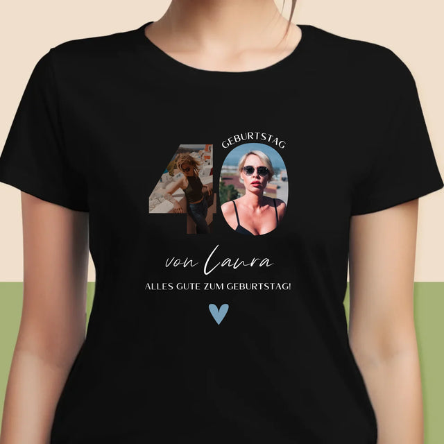 Buchstaben-Collage: 40. Geburtstag - Schöne Momente - T-Shirt Für Damen