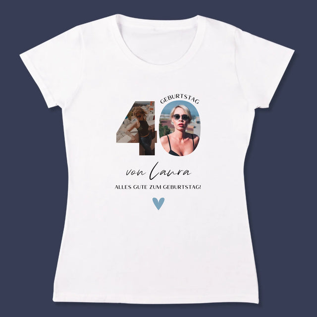 Buchstaben-Collage: 40. Geburtstag - Schöne Momente - T-Shirt Für Damen