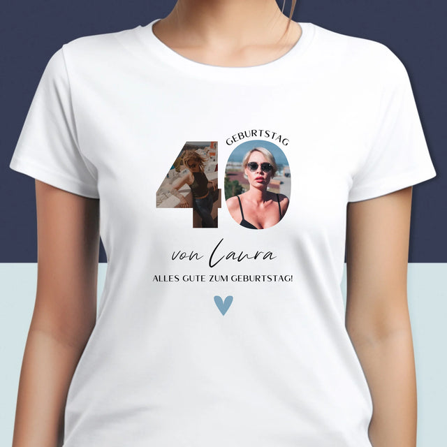Buchstaben-Collage: 40. Geburtstag - Schöne Momente - T-Shirt Für Damen