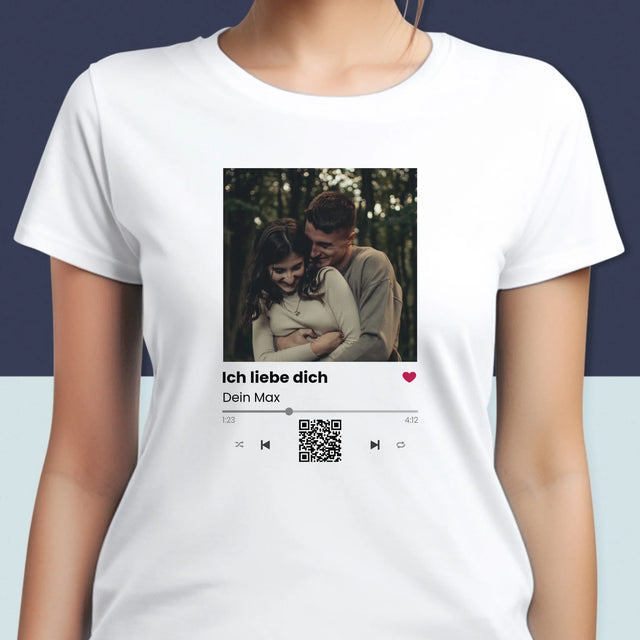 Foto Und Unterschrift: Spotify Mit Qr-Code - T-Shirt Für Damen