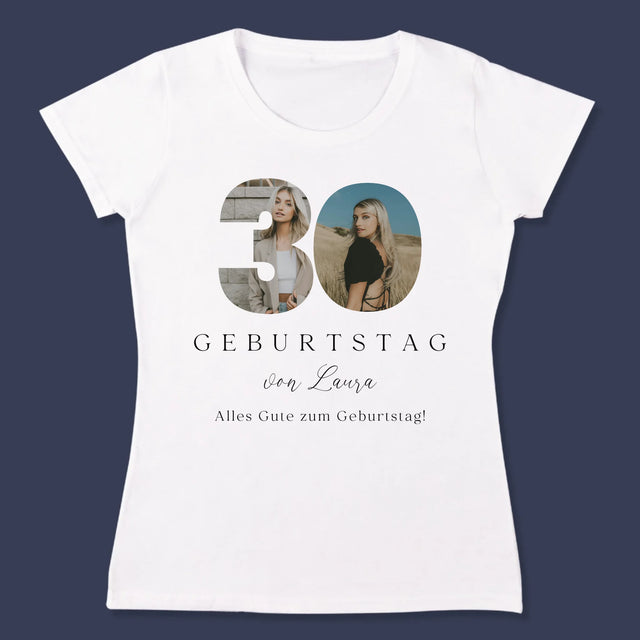 Buchstaben-Collage: 30. Geburtstag Signatur - T-Shirt Für Damen