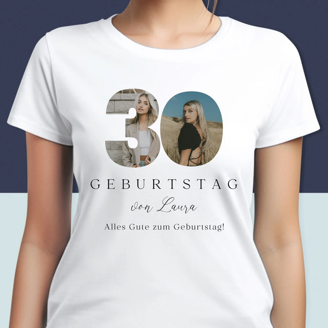 Buchstaben-Collage: 30. Geburtstag Signatur - T-Shirt Für Damen