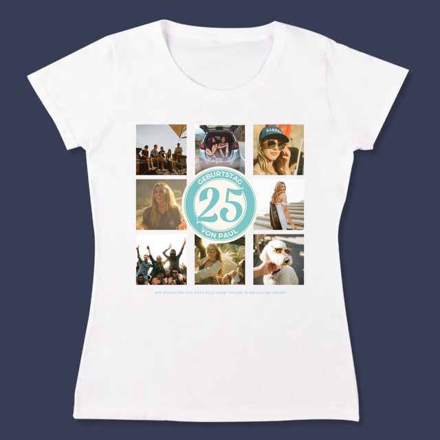 Fotocollage: 25 Geburtstag - T-Shirt Für Damen