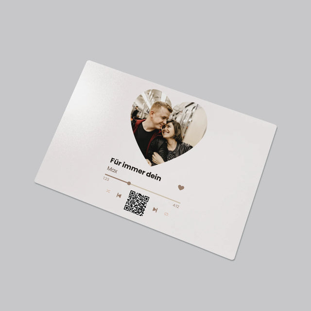 Foto Und Unterschrift: Unser Lied - Herz-Qr-Code - Schreibtischunterlage