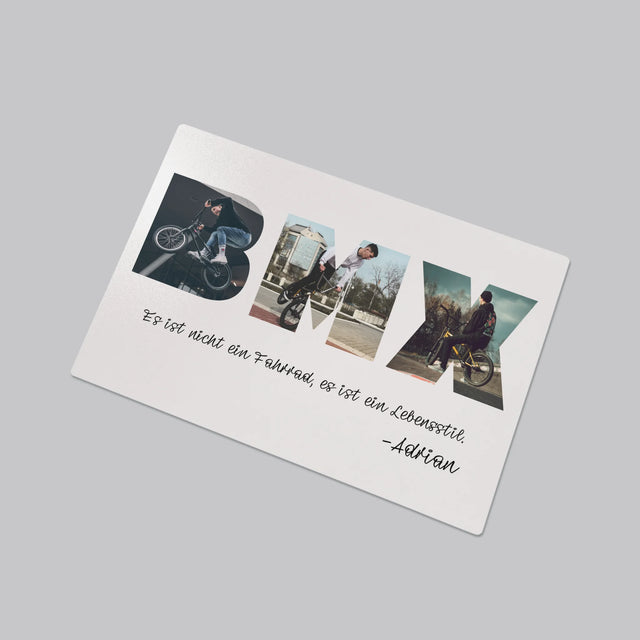 Buchstaben-Collage: Bmx - Schreibtischunterlage