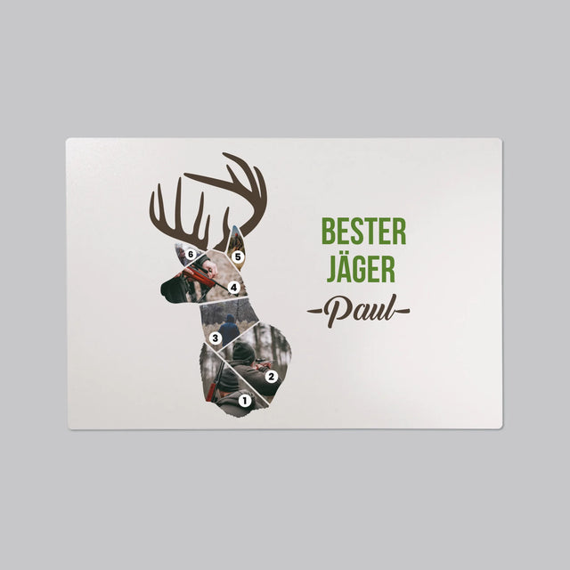 Form-Collage: Bester Jäger - Schreibtischunterlage