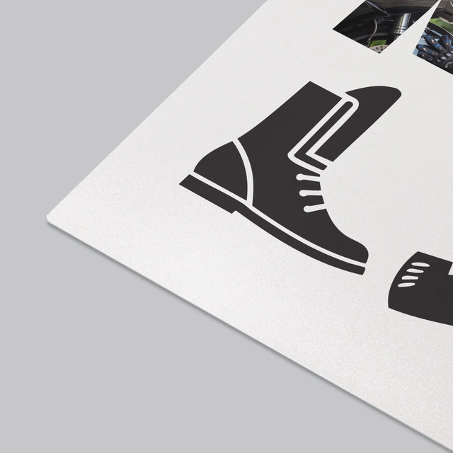 Buchstaben-Collage: Motolove - Schreibtischunterlage