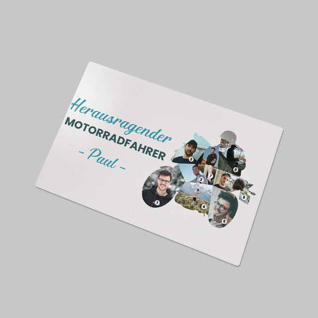 Form-Collage: Herausragender Motorradfahrer - Schreibtischunterlage