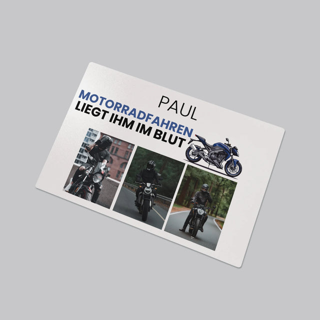 Fotocollage: Motorradfahren Liegt Ihm Im Blut - Schreibtischunterlage