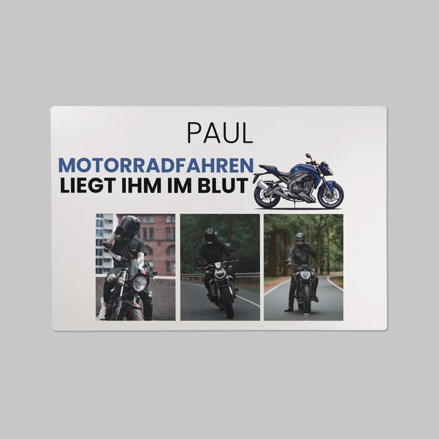 Fotocollage: Motorradfahren Liegt Ihm Im Blut - Schreibtischunterlage