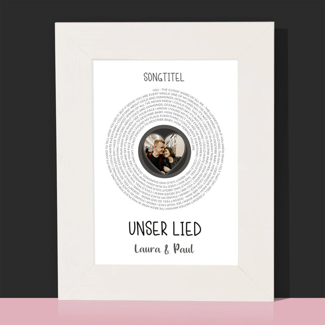 Foto Und Unterschrift: Unser Lied Mit Text - Bilderrahmen