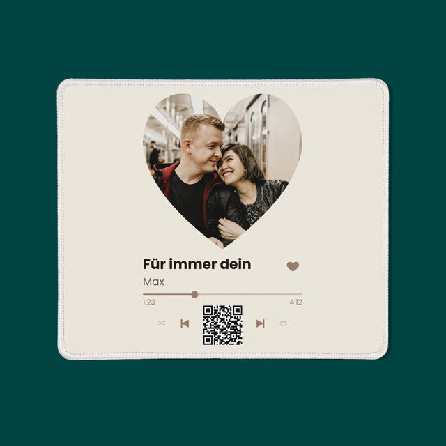 Foto Und Unterschrift: Unser Lied - Herz-Qr-Code - Mauspad