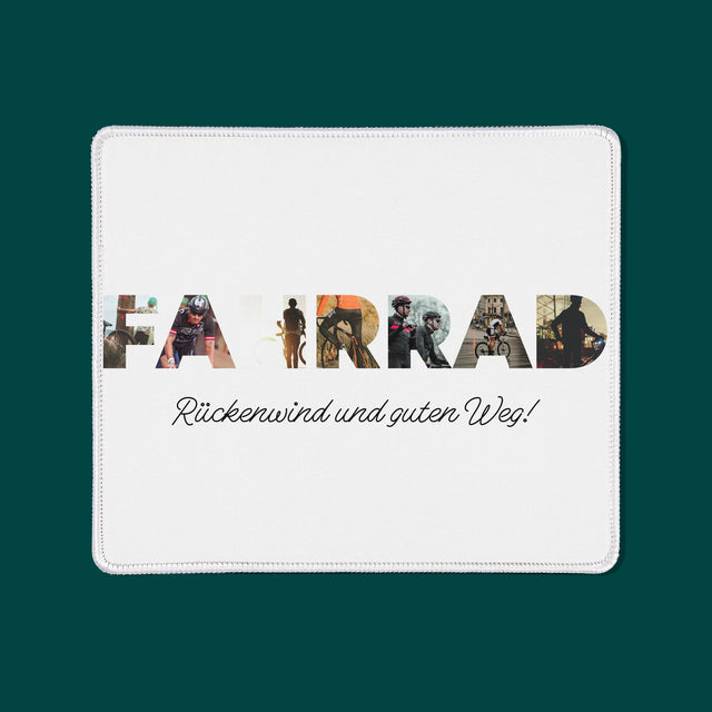 Buchstaben-Collage: Fahrrad - Mauspad