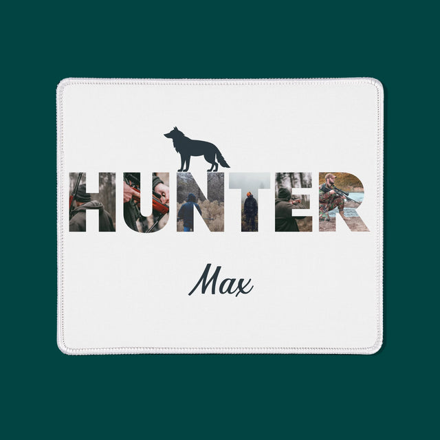 Buchstaben-Collage: Hunter - Mauspad