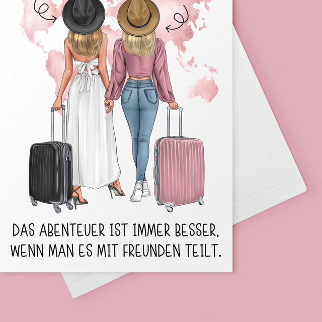 Avatar Creator: Reisende Freundinnen - Glückwunschkarte