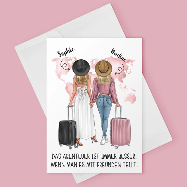 Avatar Creator: Reisende Freundinnen - Glückwunschkarte