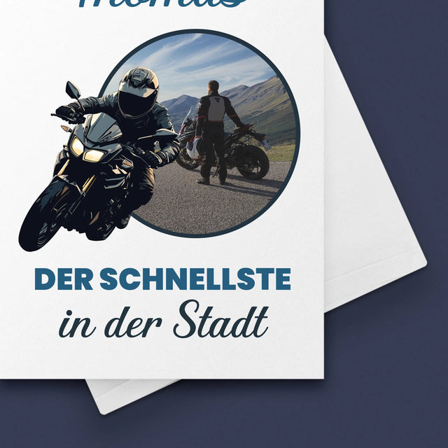 Foto Und Unterschrift: Der Schnellste In Der Stadt - Glückwunschkarte