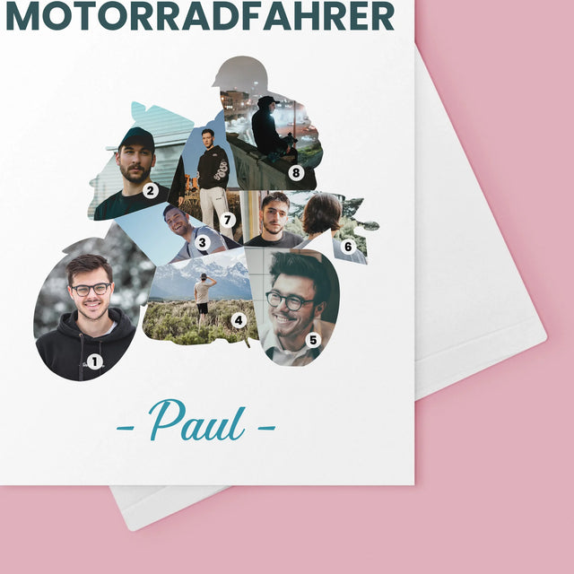 Form-Collage: Herausragender Motorradfahrer - Glückwunschkarte