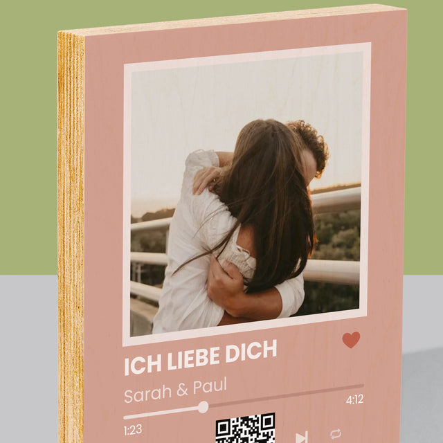 Foto Und Unterschrift: Dein Lied Mit Code - Druck Auf Holz