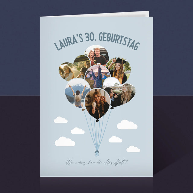 Form-Collage: Dreißig-Luftballons - Glückwunschkarte