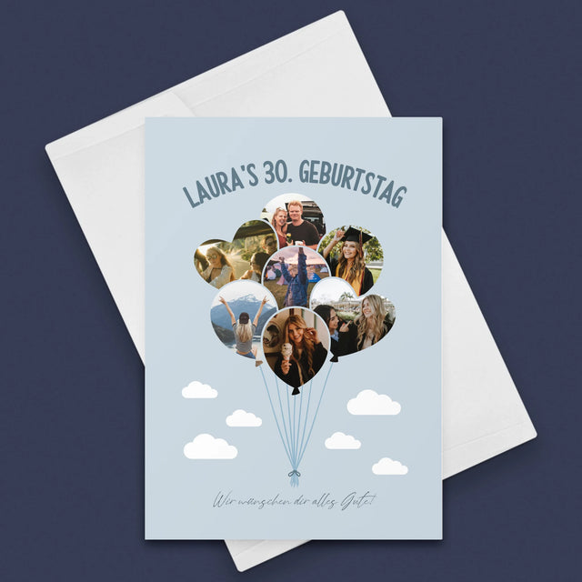 Form-Collage: Dreißig-Luftballons - Glückwunschkarte