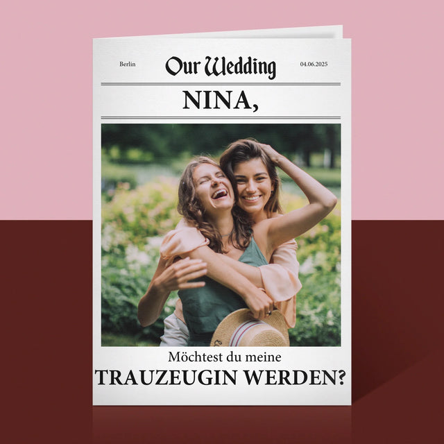 Foto Und Unterschrift: Our Wedding Trauzeugin - Glückwunschkarte