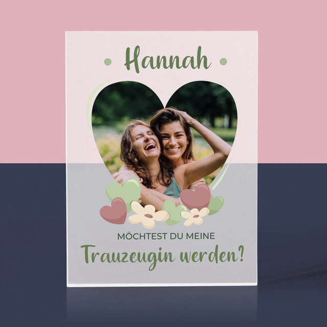 Foto Und Unterschrift: Willst Du Mein Trauzeugin Werden?  - Acrylblock