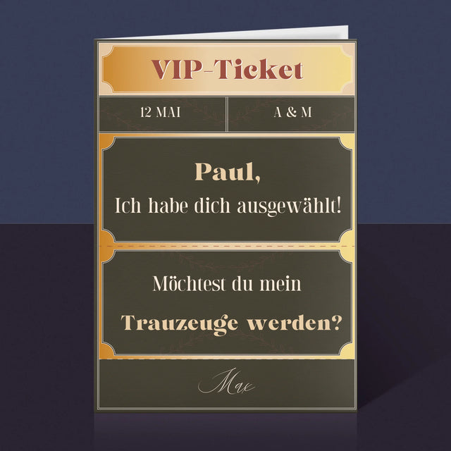 Name Und Unterschrift: Vip-Ticket- Trauzeuge - Glückwunschkarte
