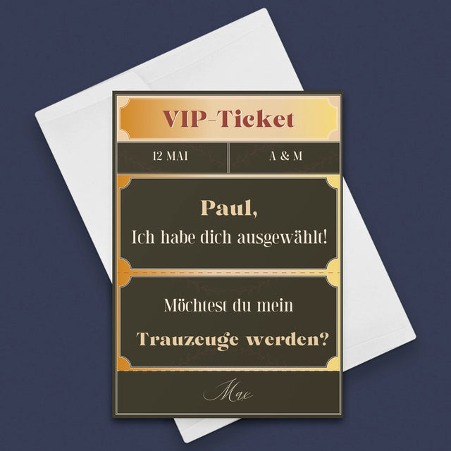 Name Und Unterschrift: Vip-Ticket- Trauzeuge - Glückwunschkarte