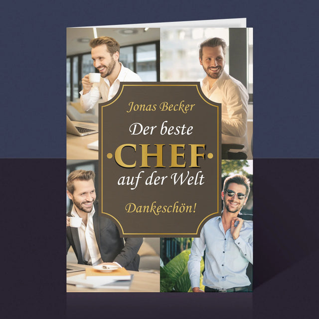 Fotocollage: Der Beste Chef Der Welt  - Glückwunschkarte