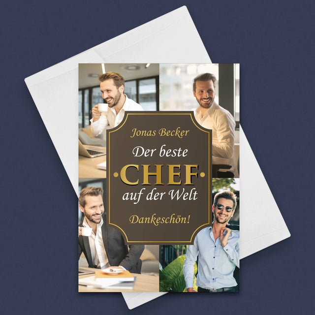 Fotocollage: Der Beste Chef Der Welt  - Glückwunschkarte