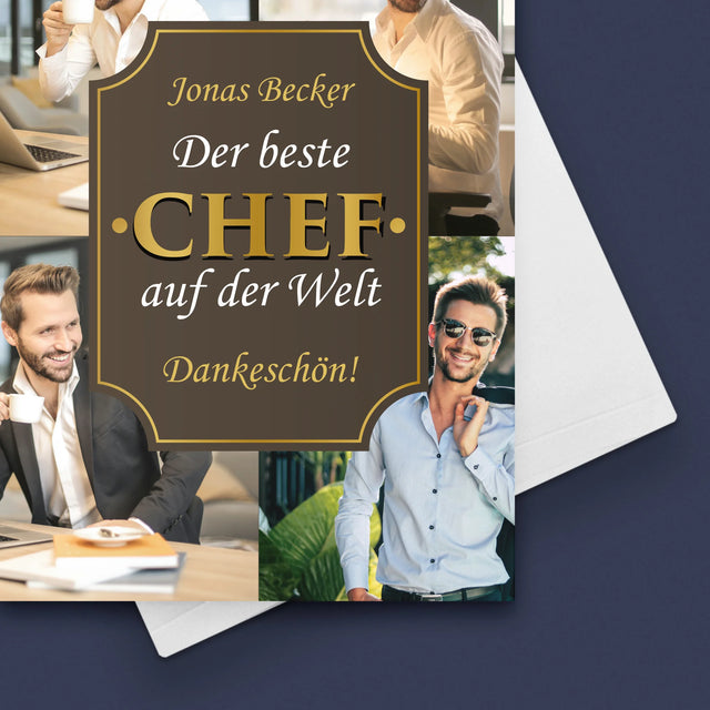 Fotocollage: Der Beste Chef Der Welt  - Glückwunschkarte