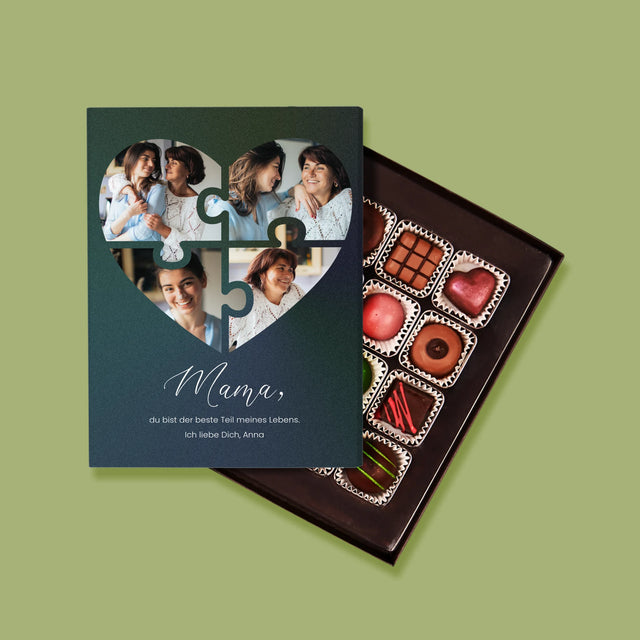 Fotocollage: Herz Puzzle Für Mama - Pralinen
