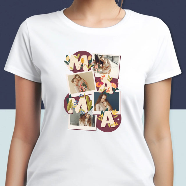 Fotocollage: Buchstaben Mama - T-Shirt Für Damen