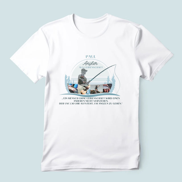 Form aus Fotos: Leidenschaftlicher Fischer – Bedrucktes Herren-T-Shirt | DE