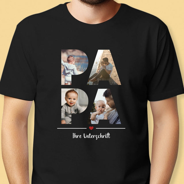 Buchstaben-Collage: Papa - T-Shirt Für Herren