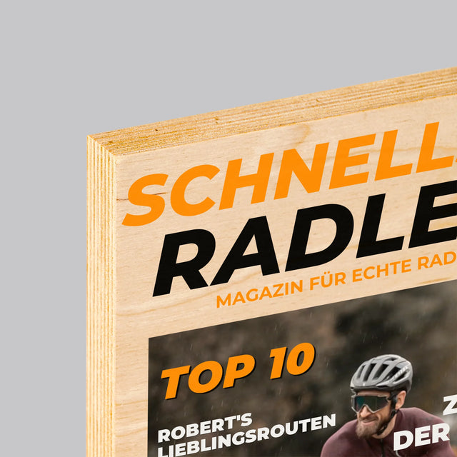 Magazin-Cover: Der Schnellste Radler - Druck Auf Holz