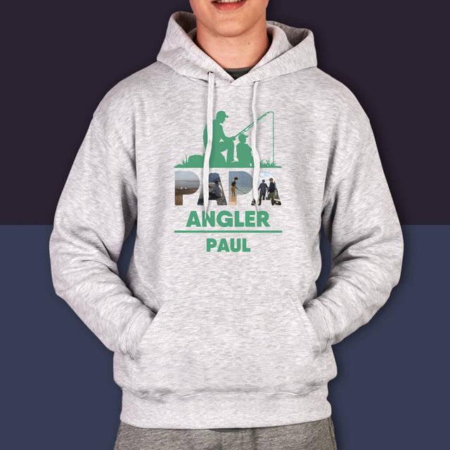 Buchstaben-Collage: Papa - Angler - Kapuzenpullover Für Herren