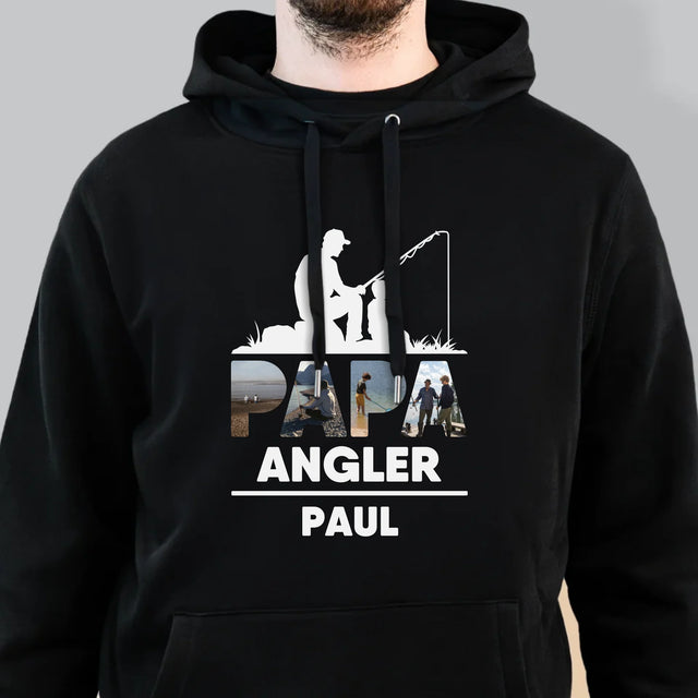 Buchstaben-Collage: Papa - Angler - Kapuzenpullover Für Herren