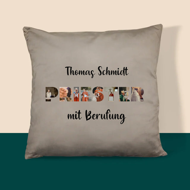 Buchstaben-Collage: Priester Aus Berufung - Kissen