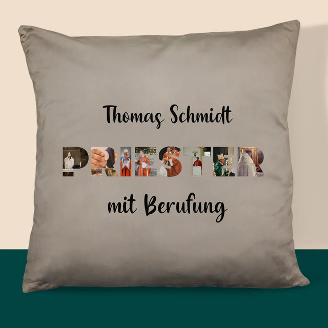 Buchstaben-Collage: Priester Aus Berufung - Kissen