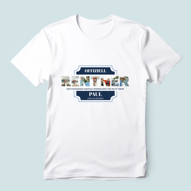 Buchstaben-Collage: Offiziell Im Ruhestand - T-Shirt Für Herren