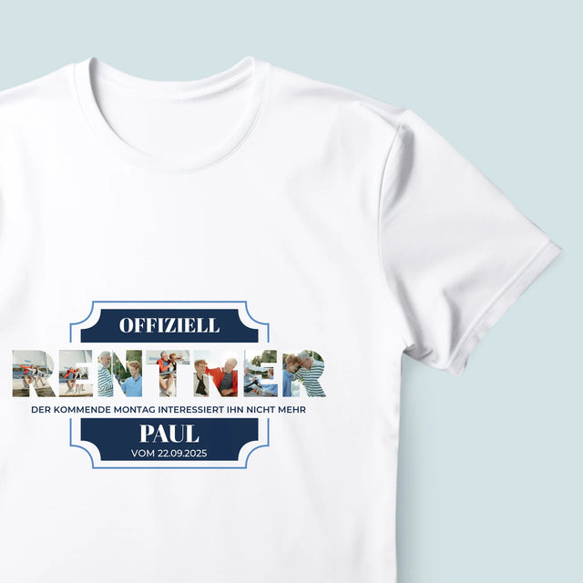 Buchstaben-Collage: Offiziell Im Ruhestand - T-Shirt Für Herren