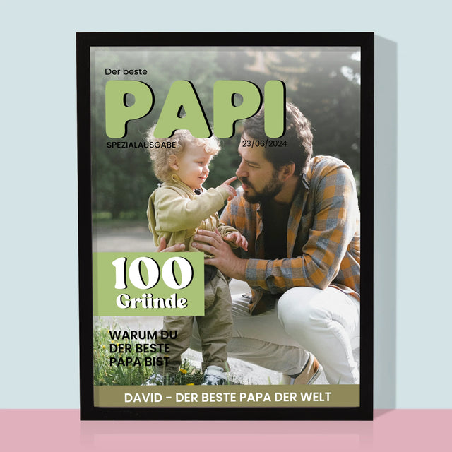 Magazin-Cover: Bester Papi - Druck Mit Rahmen 30X40