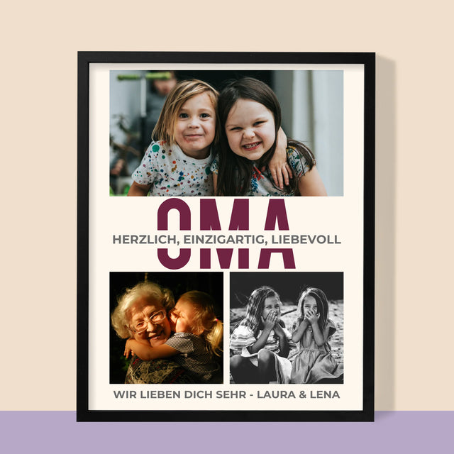 Fotocollage: Oma - Druck Mit Rahmen 30X40