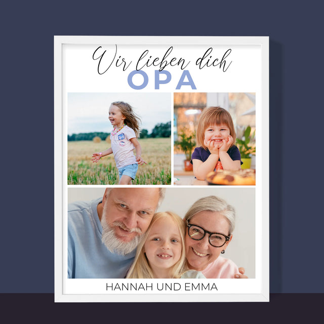 Fotocollage: Wir Lieben Dich, Opa! - Druck Mit Rahmen 30X40